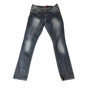 Angels Women Denim Jeans 10 Blue Logo Zip Up RN #106293 - BACK POCKET BUTTON *